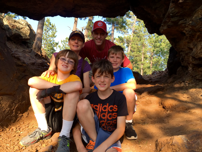 The Schulte Family with a quick photo at the Norbeck Overlook. 